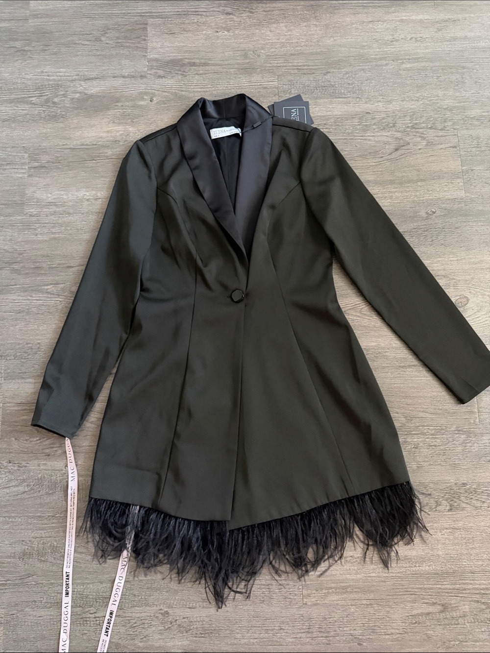 Keena Black Feather-Hem Tailored Blazer dress - Women